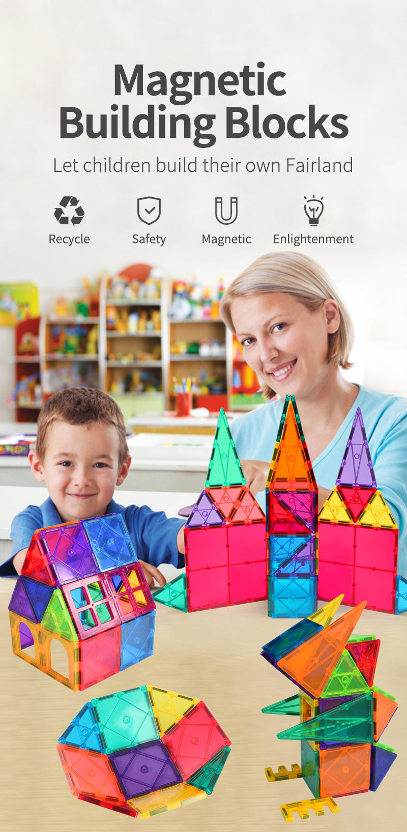 Magnetic Tiles Building Game for Creative Kids on the Go