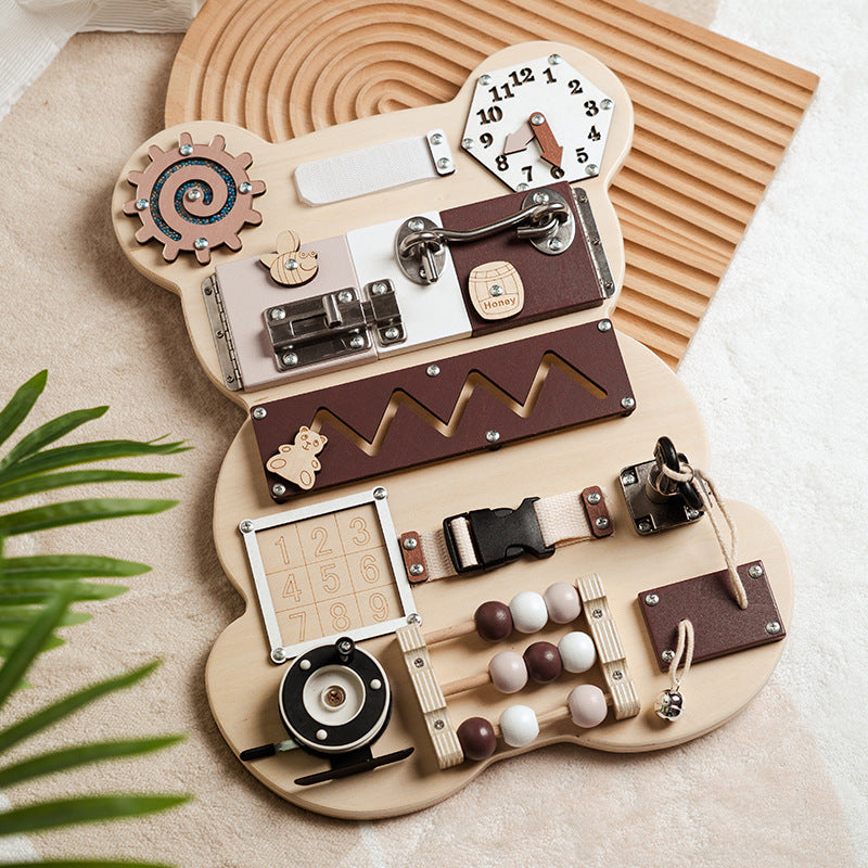 Montessori Bear Busy Board Wall Toy for Fun and Curious Kids
