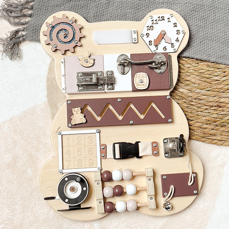 Montessori Bear Busy Board Wall Toy for Fun and Curious Kids