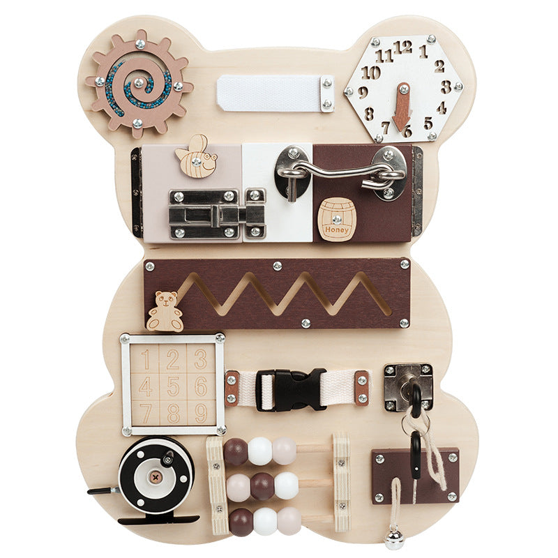 Montessori Bear Busy Board Wall Toy for Fun and Curious Kids
