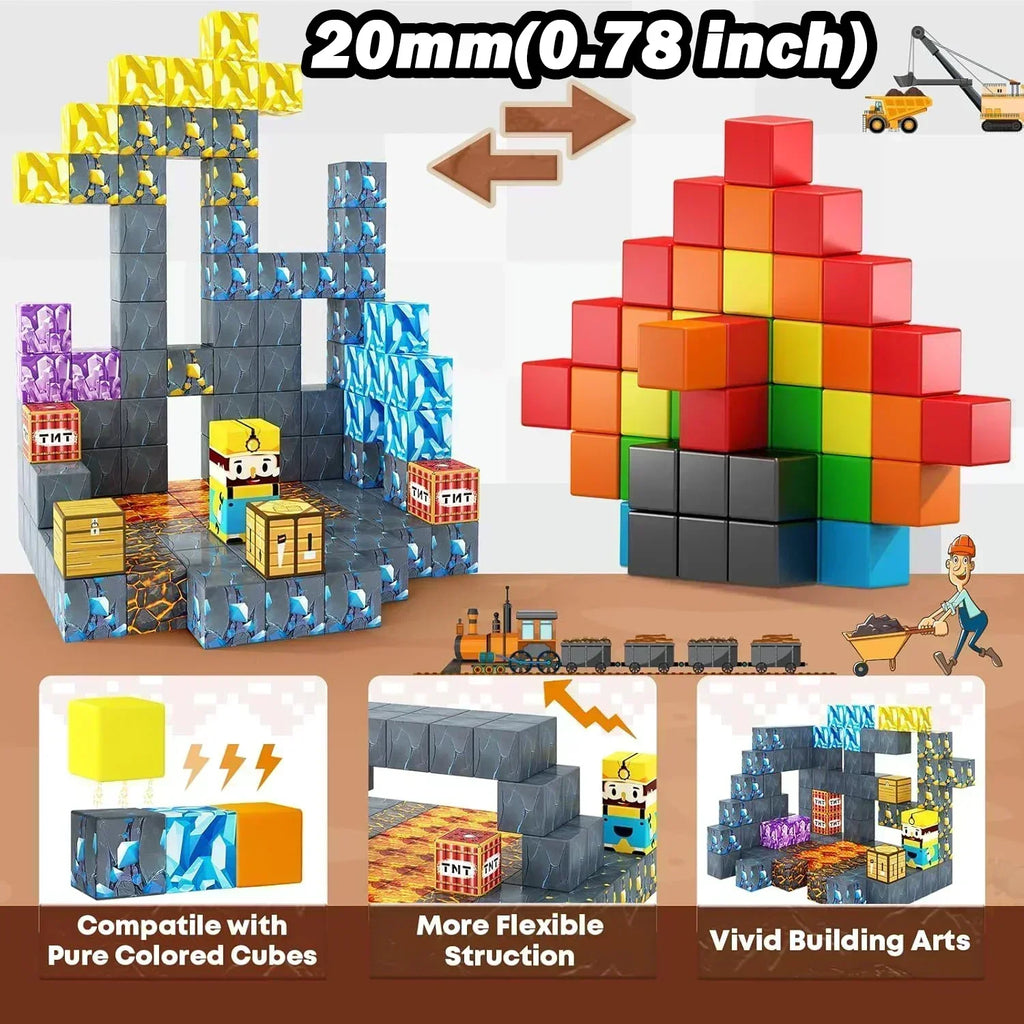 Mine World Magnetic Blocks for Creative Kids