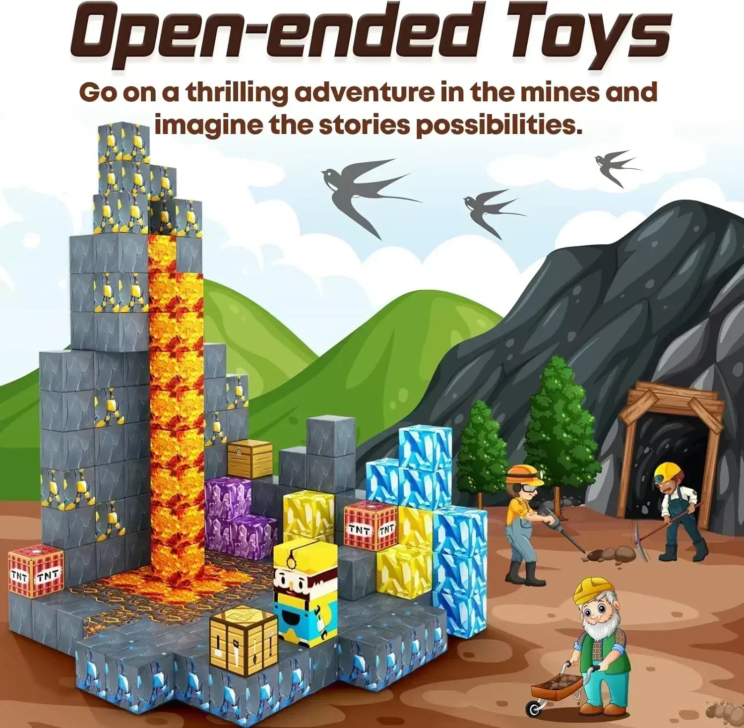 Mine World Magnetic Blocks for Creative Kids